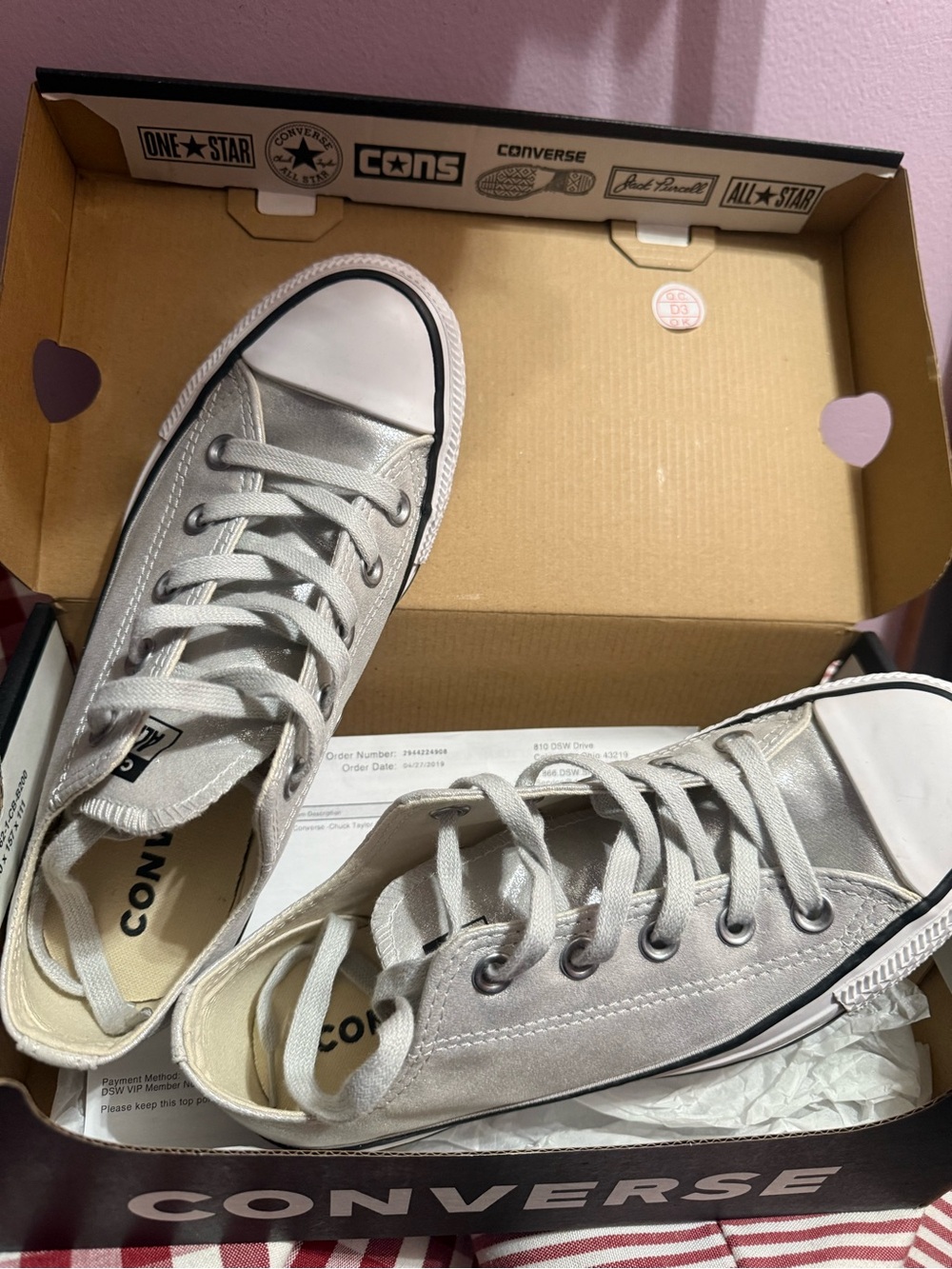 Converse Silver Sneakers in Women’s Size 6 NWT
